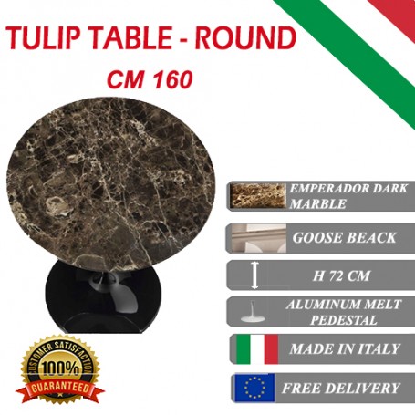 160 cm Tavolo Tulip Marmo Emperador rotondo