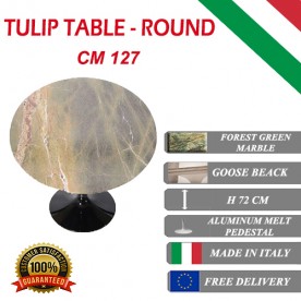 127 cm Mesa Tulip Màrmol Verde Bosque redonda