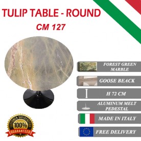 127 cm Tulip tafel Groene Bos marmer ronde