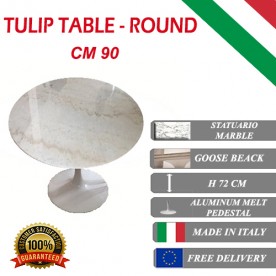 90 cm Mesa Tulip Màrmol Statuario redonda