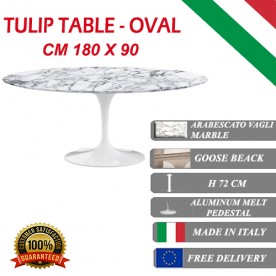 180 x 90 cm oval Tulip table - Arabescato Vagli marble