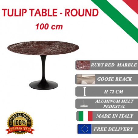 100 cm Tulip tafel rood marmerer