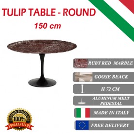 150 cm round Tulip table - Ruby red marble