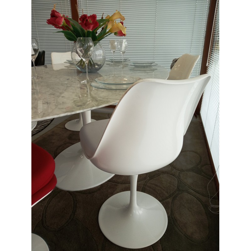 90 cm Tulip tafel Carrara marmer rond