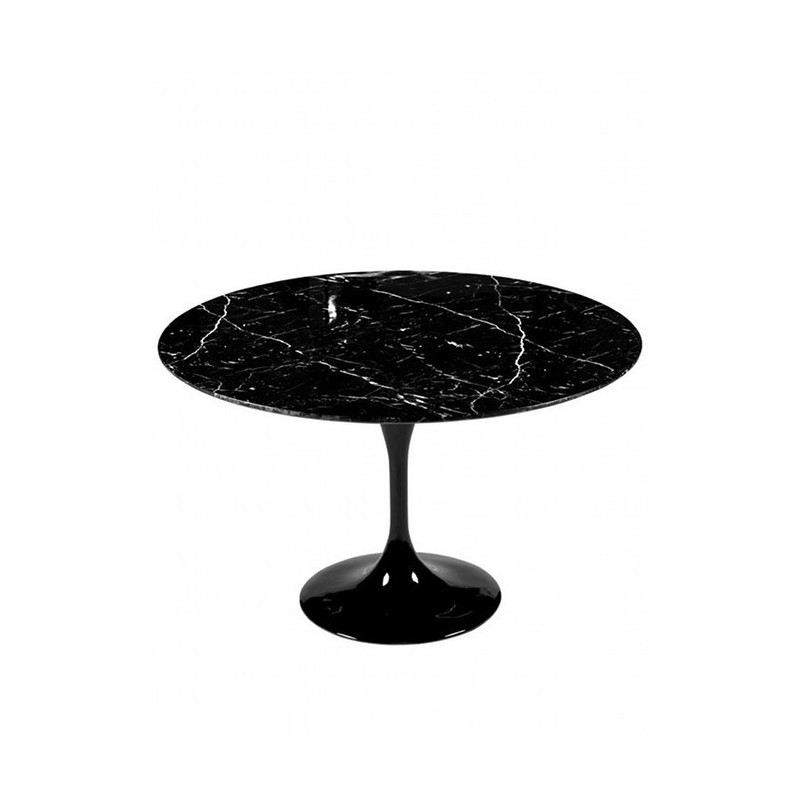 120 cm Tulip tafel Zwart Marquinia marmer rond